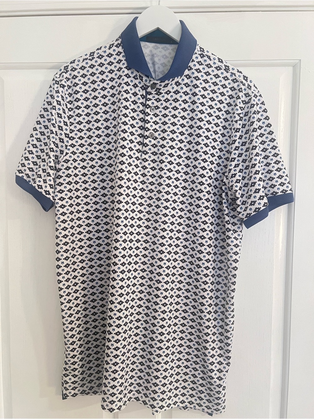 Greyson Golf Polo with Navy Geometric Pattern